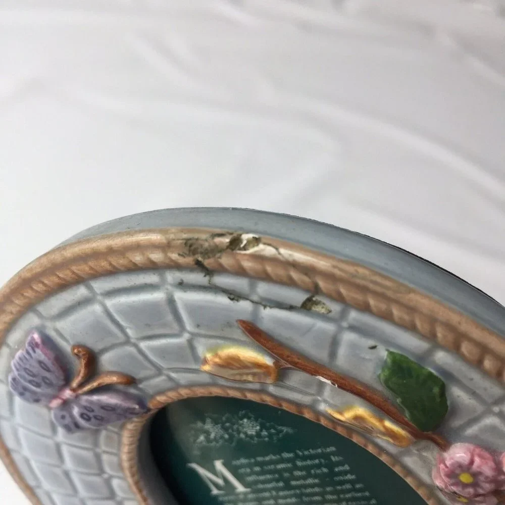 Terragrafics Victorian Majolica Style Oval Photo Picture Frame Hand Painted